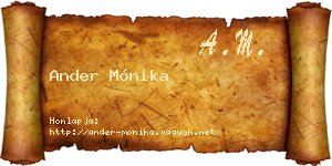 Ander Mónika névjegykártya